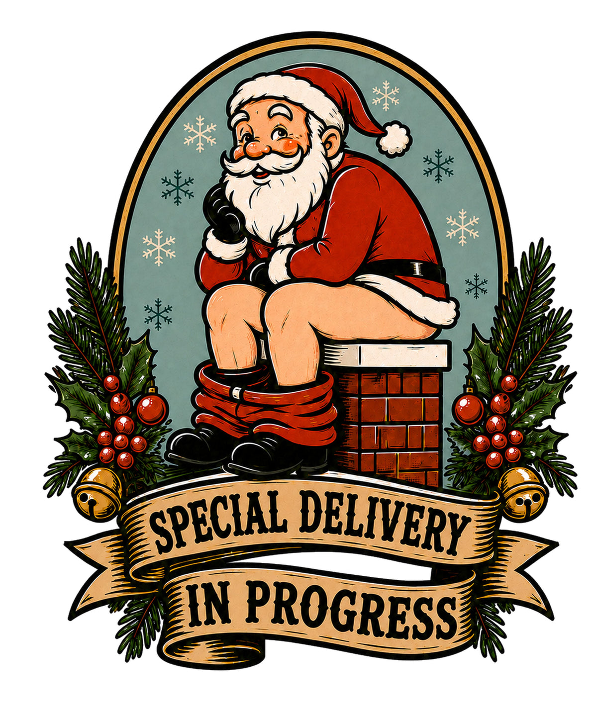 Special Delivery in Progress - Funny Santa T-Shirt - view 2