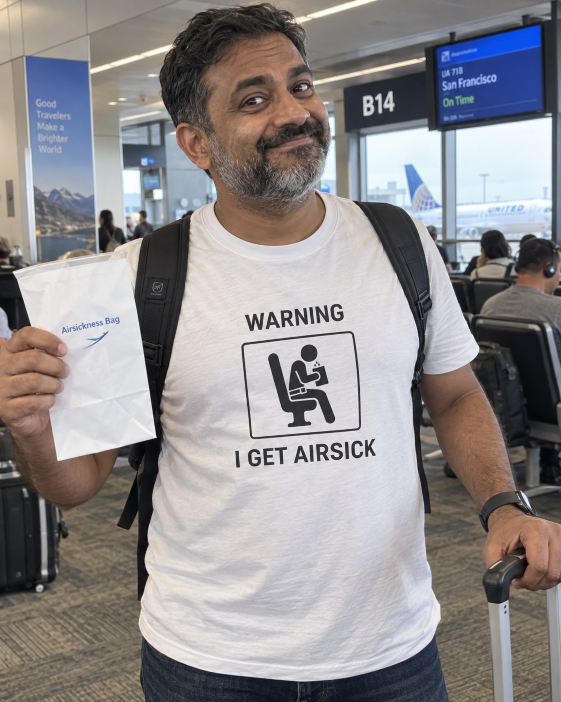 Warning I Get Airsick - Funny Travel T-Shirt - view 2