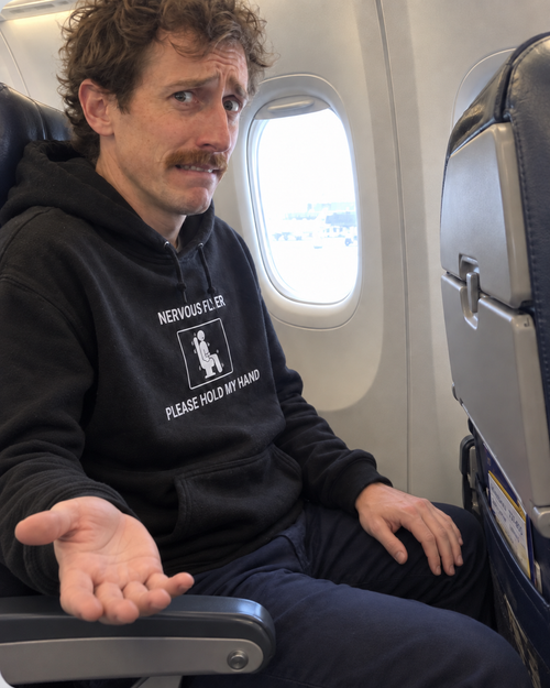 Nervous Flyer Please Hold My Hand - Funny Travel Hoodie