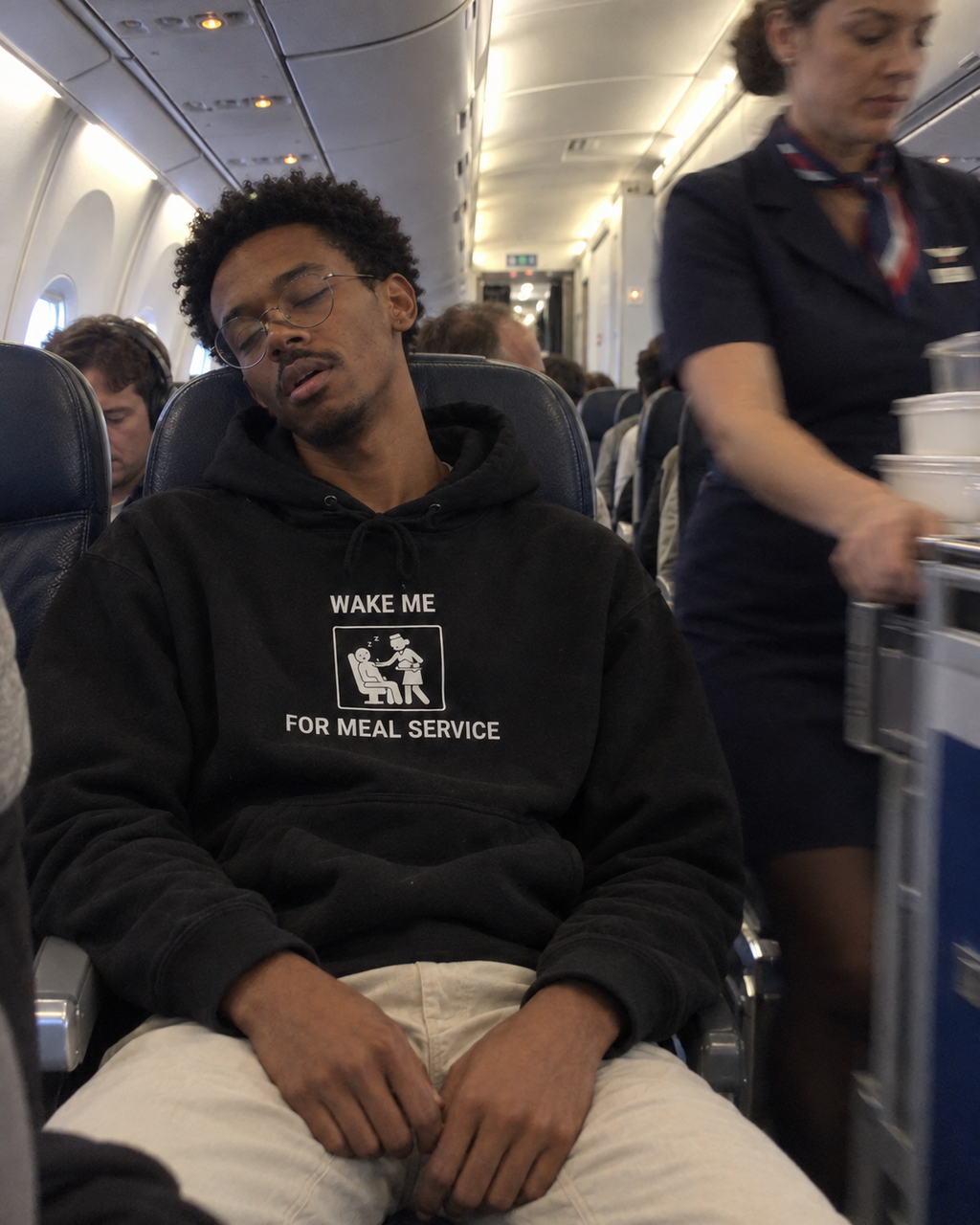 Wake Me for Meal Service - Funny Travel Hoodie - view 2